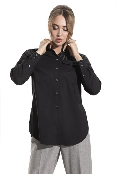 Рубашка-рубашка из хлопкового текстиля с кокеткой на спинке Golden Valley 2308 черный - фото 1