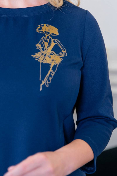 Демисезонный свитшот из вискозы с воланом и декором ASV 2420 синий - фото 2