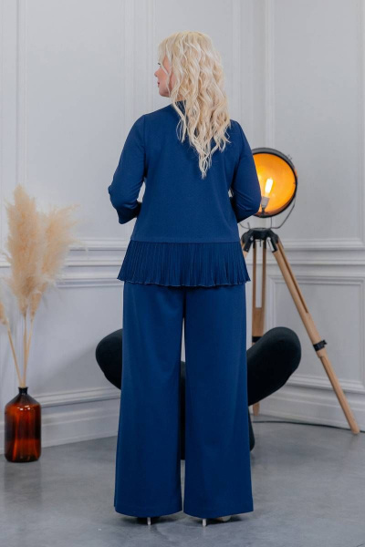 Демисезонный свитшот из вискозы с воланом и декором ASV 2420 синий - фото 5