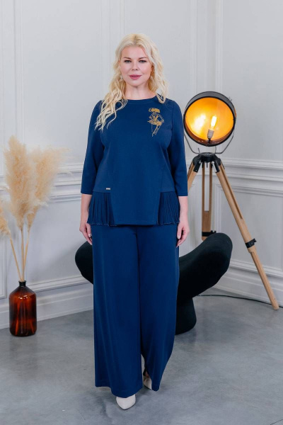 Брюки на каждый день с боковой застежкой, длина 100 см ASV 2397 синий - фото 6