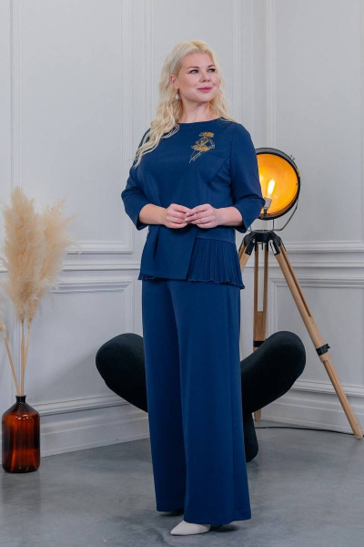 Брюки на каждый день с боковой застежкой, длина 100 см ASV 2397 синий - фото 5