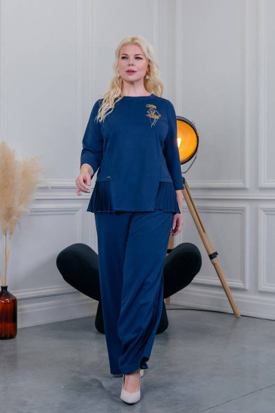 Брюки на каждый день с боковой застежкой, длина 100 см ASV 2397 синий - фото 3