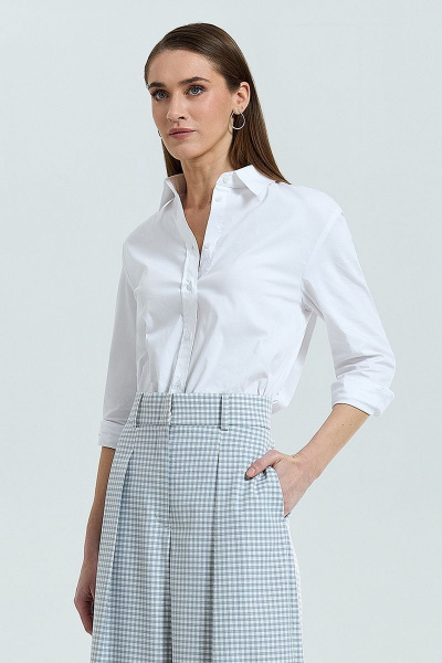 Рубашка с жилетом-трансформером из хлопка для делового образа Moveri by Larisa Balunova 2153S белый - фото 1