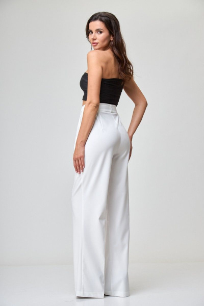 Белые брюки с высокой талией и боковыми карманами Anelli 1296 белый_кружево - фото 2