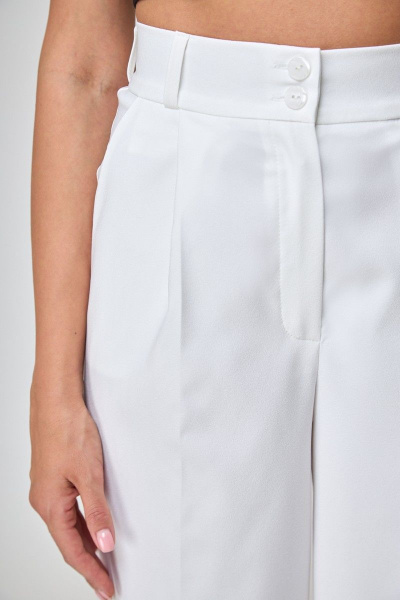 Белые брюки с высокой талией и боковыми карманами Anelli 1296 белый_кружево - фото 5