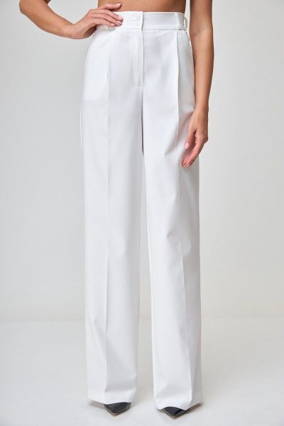 Белые брюки с высокой талией и боковыми карманами Anelli 1296 белый_кружево - фото 3