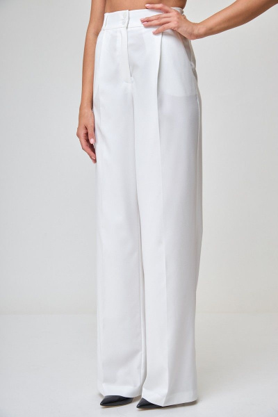 Белые брюки с высокой талией и боковыми карманами Anelli 1296 белый_кружево - фото 4