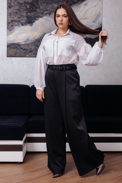 Белая свободная блуза на пуговицах с карманами MadameRita 5.1266 - фото 13