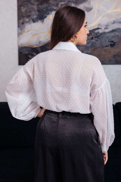 Белая свободная блуза на пуговицах с карманами MadameRita 5.1266 - фото 12