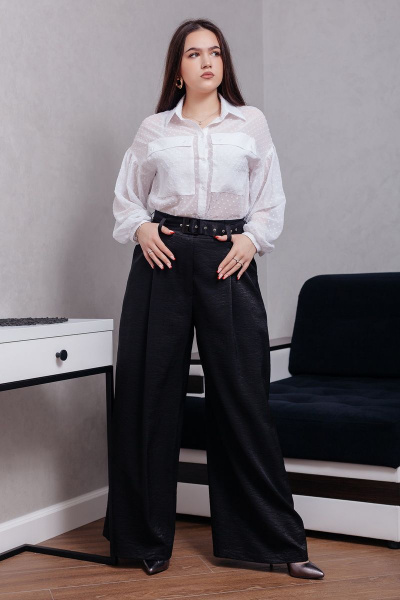 Белая свободная блуза на пуговицах с карманами MadameRita 5.1266 - фото 10