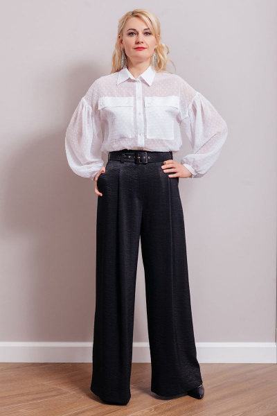 Белая свободная блуза на пуговицах с карманами MadameRita 5.1266 - фото 6