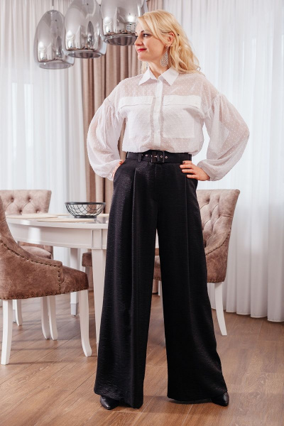 Белая свободная блуза на пуговицах с карманами MadameRita 5.1266 - фото 4