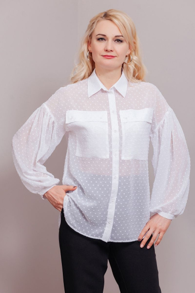 Белая свободная блуза на пуговицах с карманами MadameRita 5.1266 - фото 3
