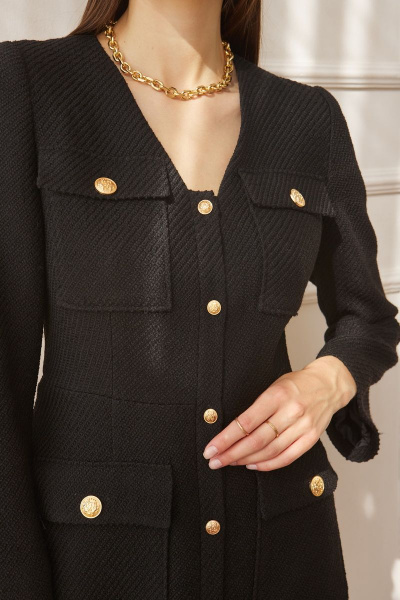 Деловое платье-трапеция из костюмной ткани с карманами DAVYDOV 9076 - фото 3