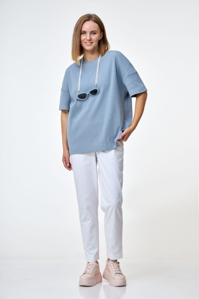 Голубая футболка из кашкорсе с сублимационной печатью Mixan 2033 - фото 1