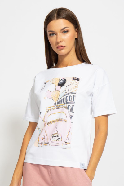 Футболка из хлопка с удлинённым рукавом и принтом Kivviwear 4026.78 - фото 1