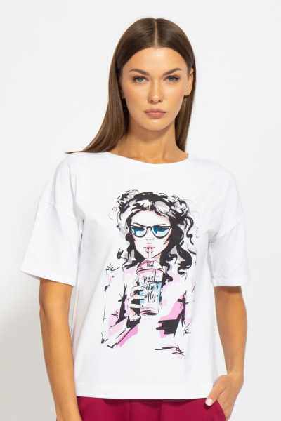 Футболка из хлопка с удлинённым рукавом и принтом Kivviwear 4026.80 - фото 2