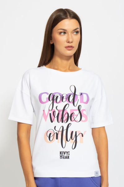 Футболка из хлопка с удлинённым рукавом и принтом Kivviwear 4026.82 - фото 1