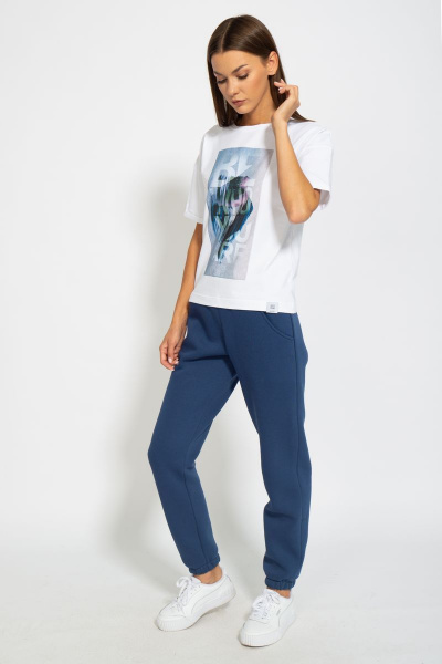 Футболка на каждый день из хлопка с длинным рукавом и принтом Kivviwear 4026.83 - фото 2