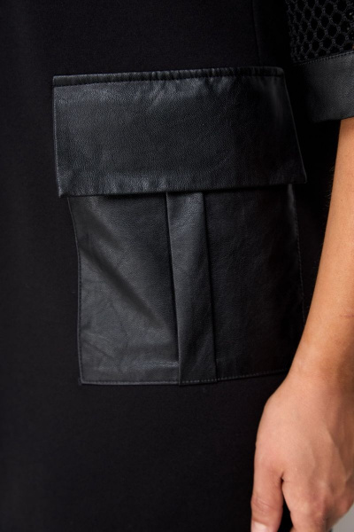 Демисезонное платье из трикотажа с карманами и эко-кожей Solomeya Lux 937 - фото 3