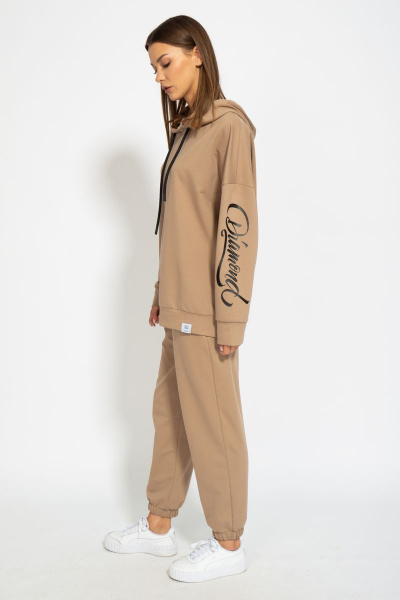 Костюм оверсайз из футера с принтом и брюками на резинке Kivviwear 41044105.02 - фото 9