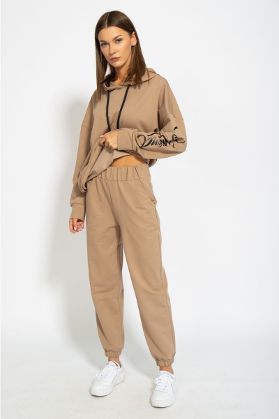 Костюм оверсайз из футера с принтом и брюками на резинке Kivviwear 41044105.02 - фото 8