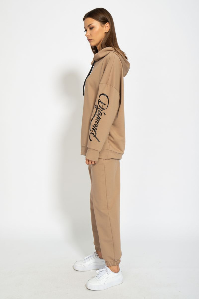 Костюм оверсайз из футера с принтом и брюками на резинке Kivviwear 41044105.02 - фото 4