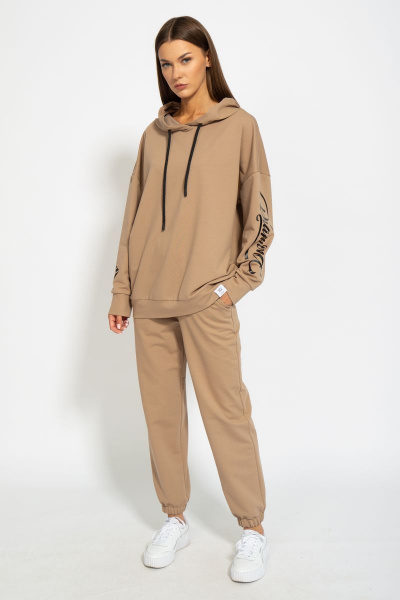 Костюм оверсайз из футера с принтом и брюками на резинке Kivviwear 41044105.02 - фото 2