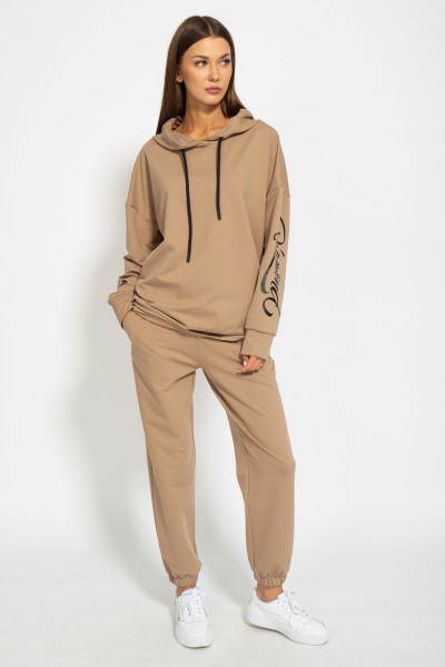 Костюм оверсайз из футера с принтом и брюками на резинке Kivviwear 41044105.02 - фото 1