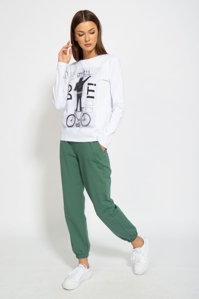 Легкий хлопковый лонгслив с принтом для повседневной носки Kivviwear 4061.11 - фото 5