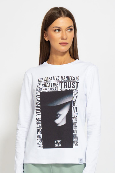 Стильный хлопковый лонгслив для осенне-весенней гардероба Kivviwear 4061.12 - фото 1