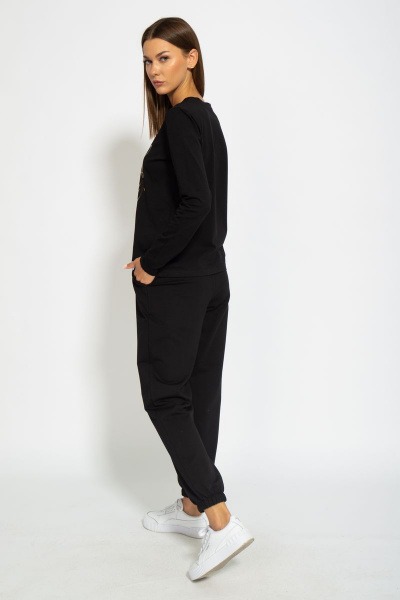 Черный хлопковый лонгслив с классическим кройом Kivviwear 4061.13 - фото 10