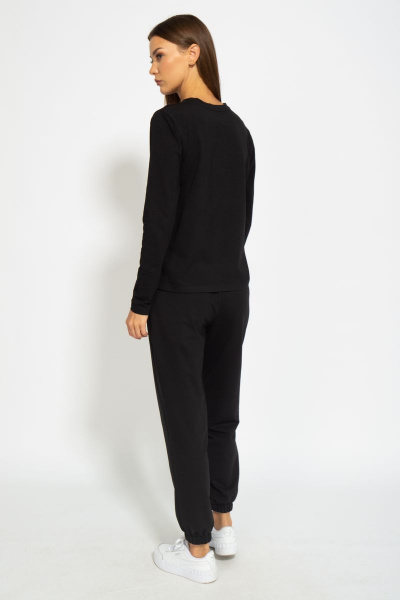 Черный хлопковый лонгслив с классическим кройом Kivviwear 4061.13 - фото 9