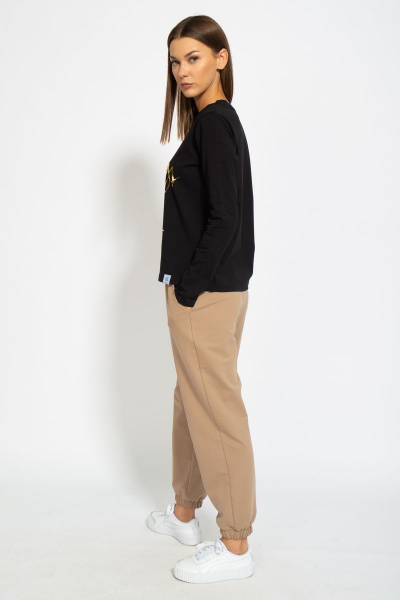 Черный хлопковый лонгслив для ежедневного стиля Kivviwear 4061.14 - фото 11