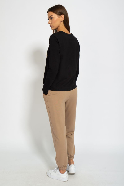 Черный хлопковый лонгслив для ежедневного стиля Kivviwear 4061.14 - фото 10