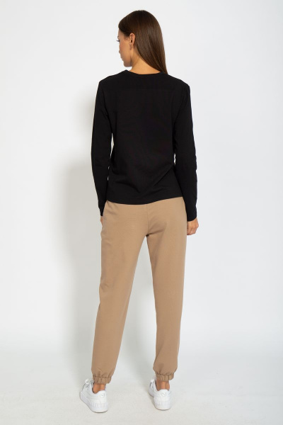 Черный хлопковый лонгслив для ежедневного стиля Kivviwear 4061.14 - фото 9