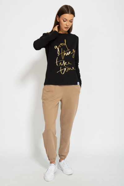 Черный хлопковый лонгслив для ежедневного стиля Kivviwear 4061.14 - фото 5