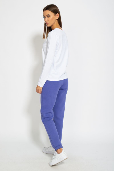 Белый хлопковый лонгслив с классическим дизайном Kivviwear 4061.15 - фото 12