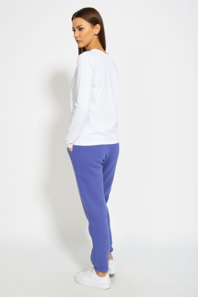 Белый хлопковый лонгслив с классическим дизайном Kivviwear 4061.15 - фото 11