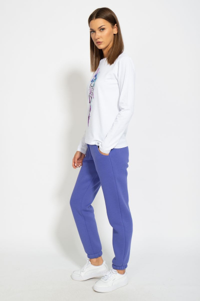 Белый хлопковый лонгслив с классическим дизайном Kivviwear 4061.15 - фото 10