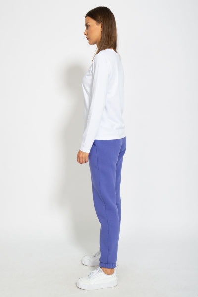 Белый хлопковый лонгслив с классическим дизайном Kivviwear 4061.15 - фото 9