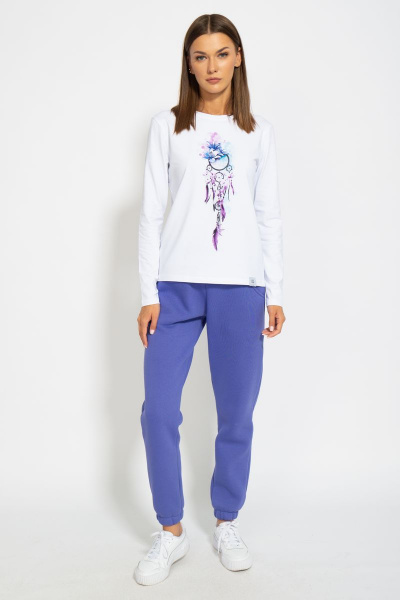 Белый хлопковый лонгслив с классическим дизайном Kivviwear 4061.15 - фото 7