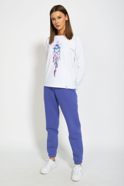 Белый хлопковый лонгслив с классическим дизайном Kivviwear 4061.15 - фото 5