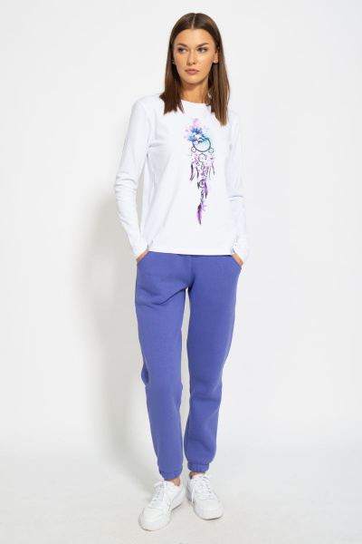 Белый хлопковый лонгслив с классическим дизайном Kivviwear 4061.15 - фото 2