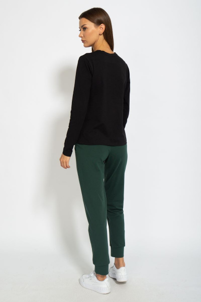 Черный хлопковый лонгслив с принтом из трикотажа Kivviwear 4061.17 - фото 11