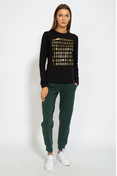 Черный хлопковый лонгслив с принтом из трикотажа Kivviwear 4061.17 - фото 9