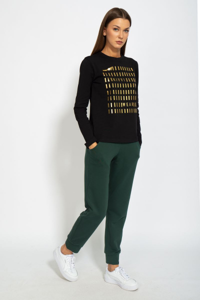 Черный хлопковый лонгслив с принтом из трикотажа Kivviwear 4061.17 - фото 8