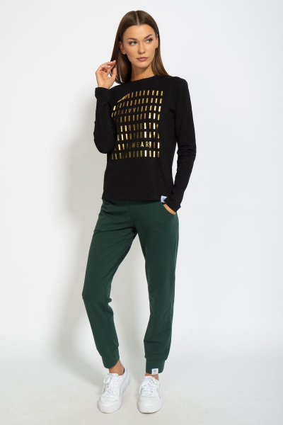 Черный хлопковый лонгслив с принтом из трикотажа Kivviwear 4061.17 - фото 7