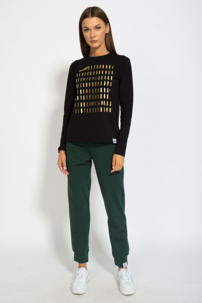 Черный хлопковый лонгслив с принтом из трикотажа Kivviwear 4061.17 - фото 5