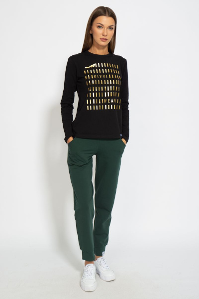 Черный хлопковый лонгслив с принтом из трикотажа Kivviwear 4061.17 - фото 4